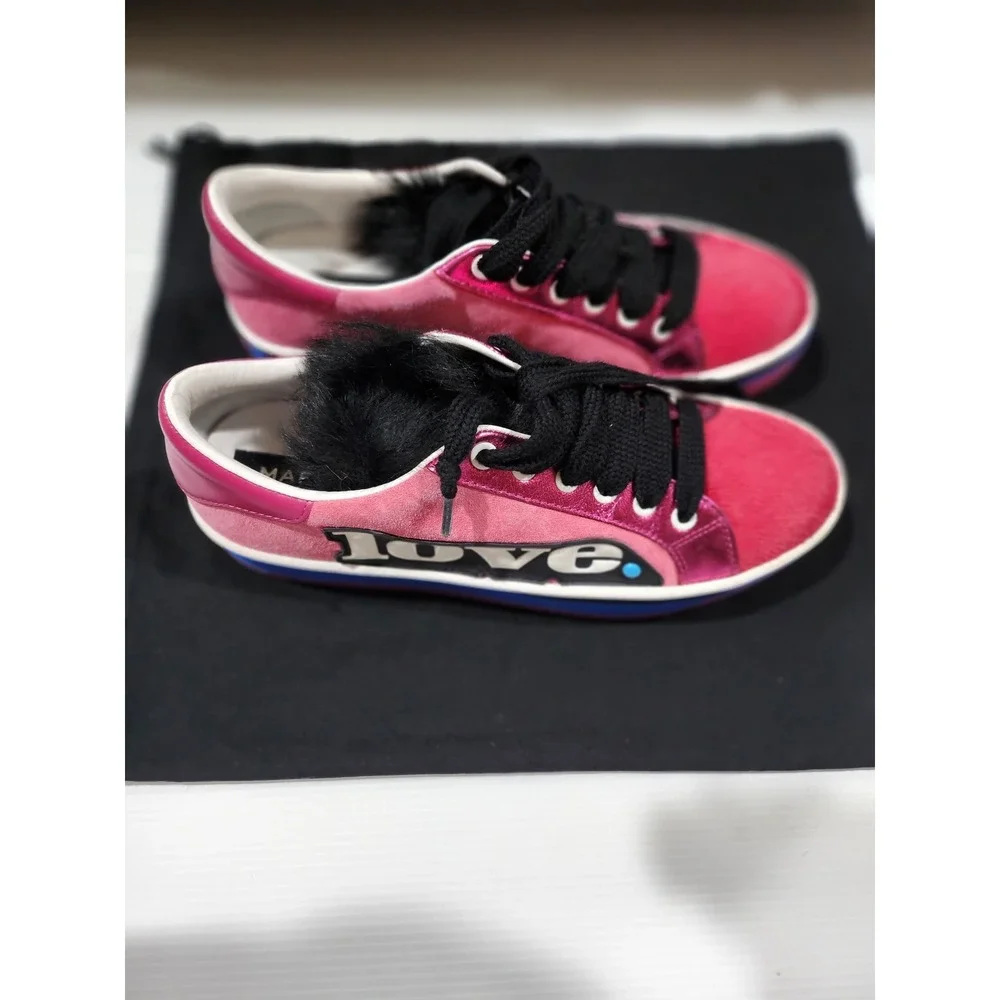 Marc Jacobs Pink Love Faux Fur Pony Hair Sneakers EU 39 US 9 Low Top Shoes